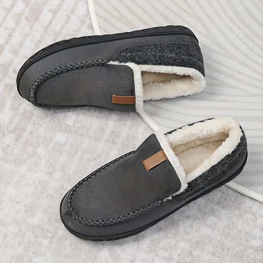 Wool-Feel Indoor Loafer Slippers - Grey