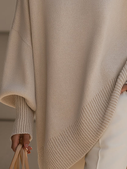 Oversized Poncho-Style Blouse - Beige, view 3