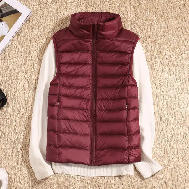 Ultra-Light Packable Down Vest - Dark Red
