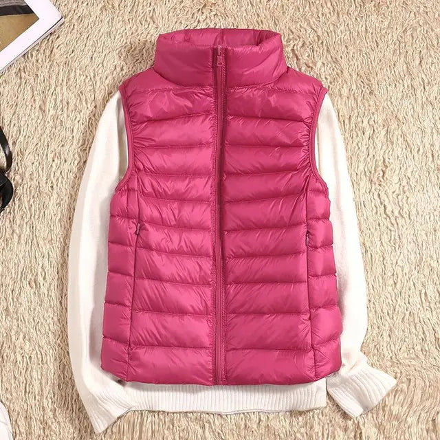 Ultra-Light Packable Down Vest - Rose Red