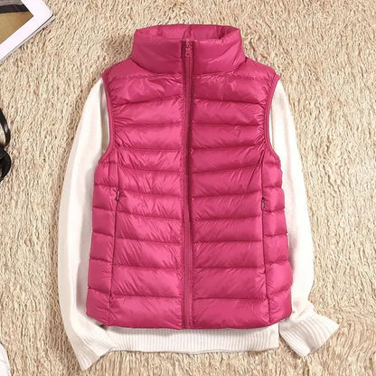 Ultra-Light Packable Down Vest - Rose Red
