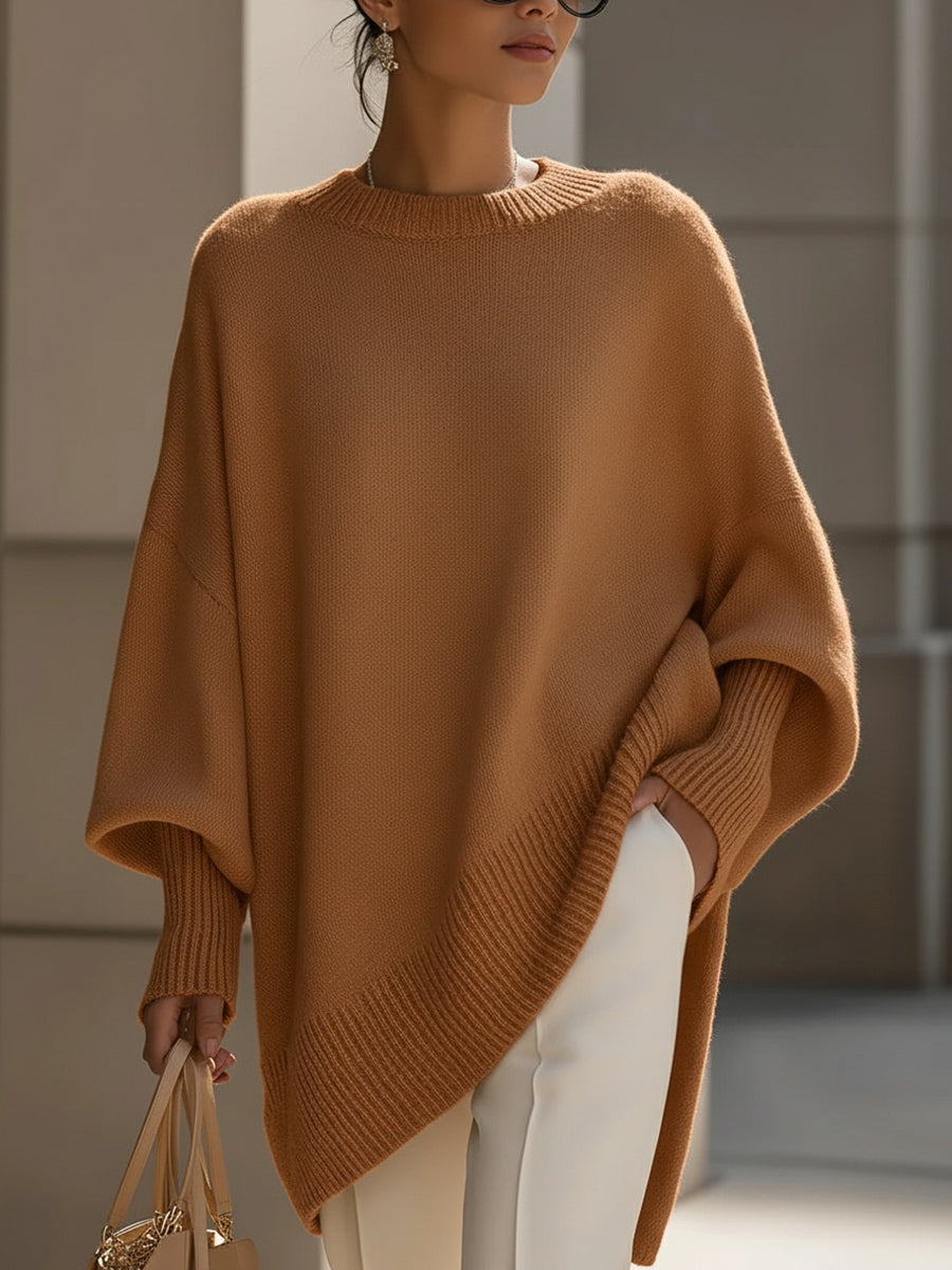 Oversized Poncho-Style Blouse - Dark Blue