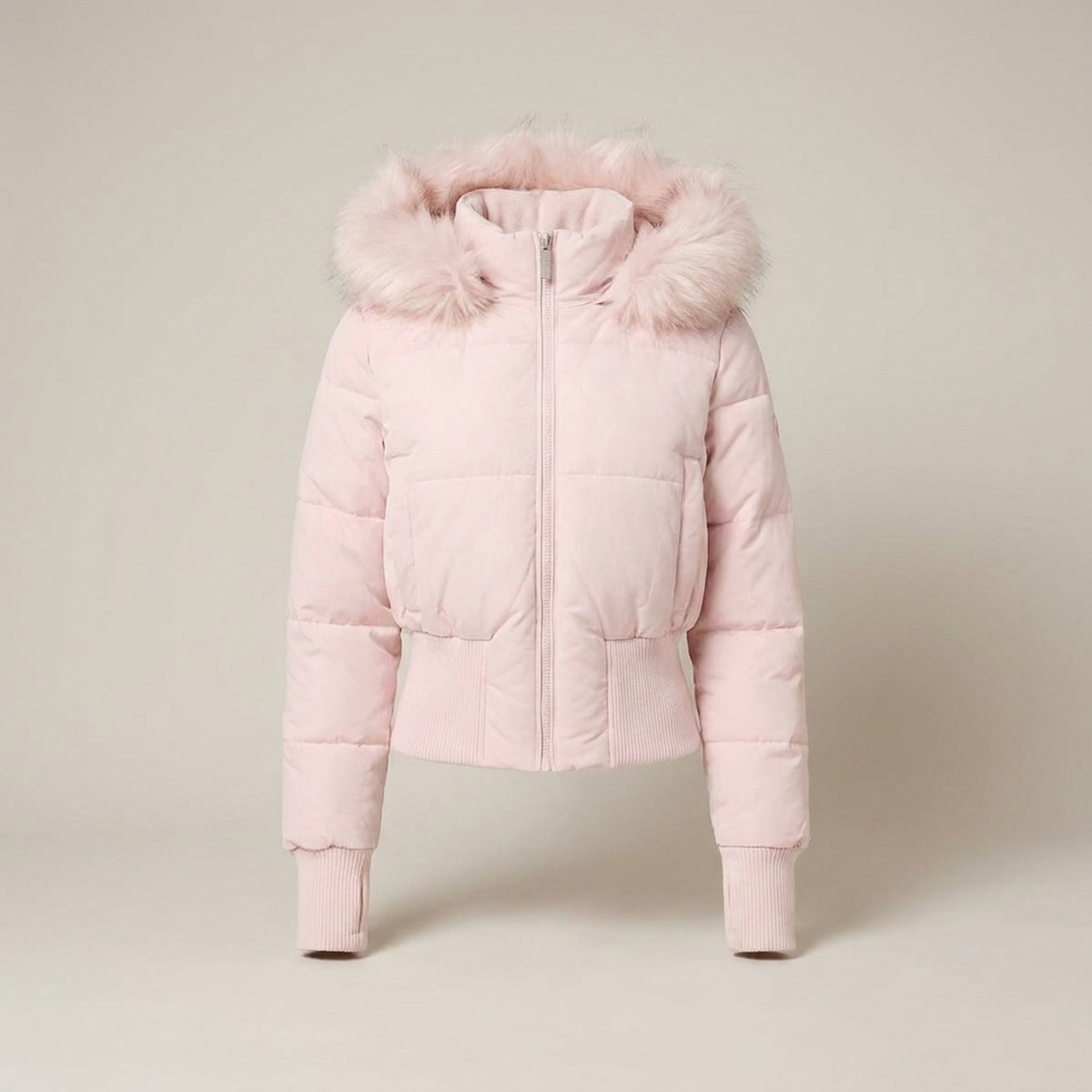 Short Hooded Puffer Jacket - Pink