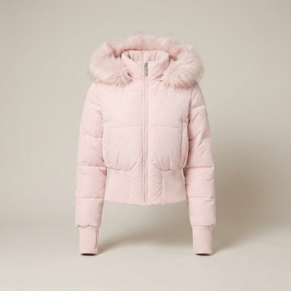 Short Hooded Puffer Jacket - Pink
