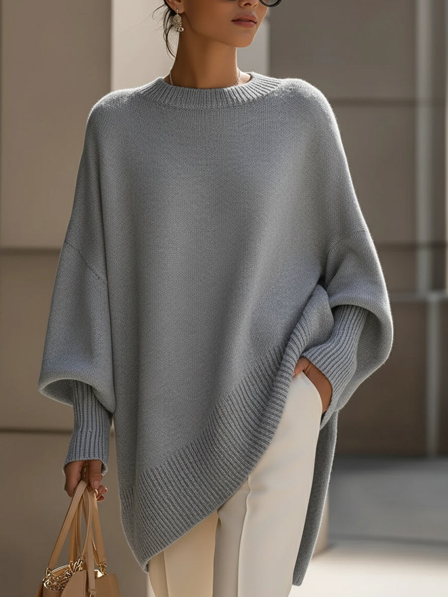 Oversized Poncho-Style Blouse - Green