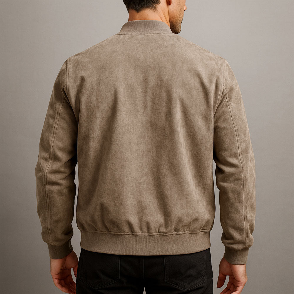 Suede Jacket - Brown, back view