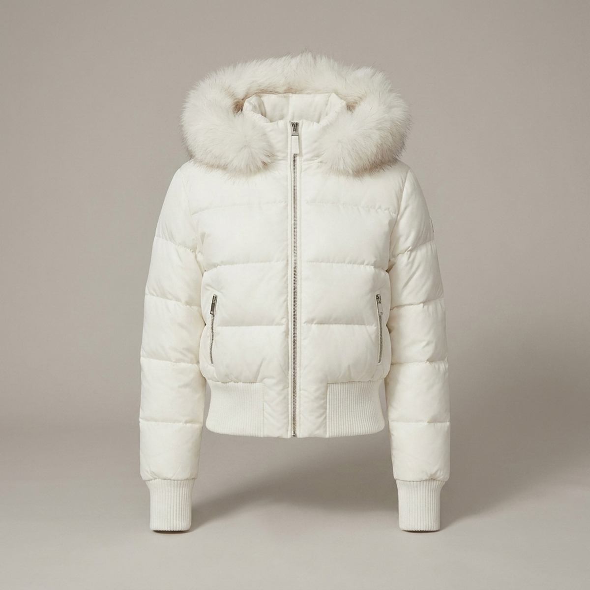 Short Hooded Puffer Jacket - White