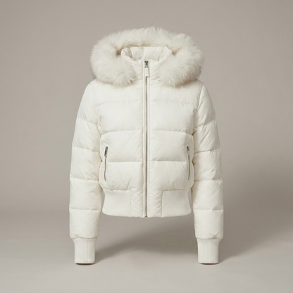 Short Hooded Puffer Jacket - White