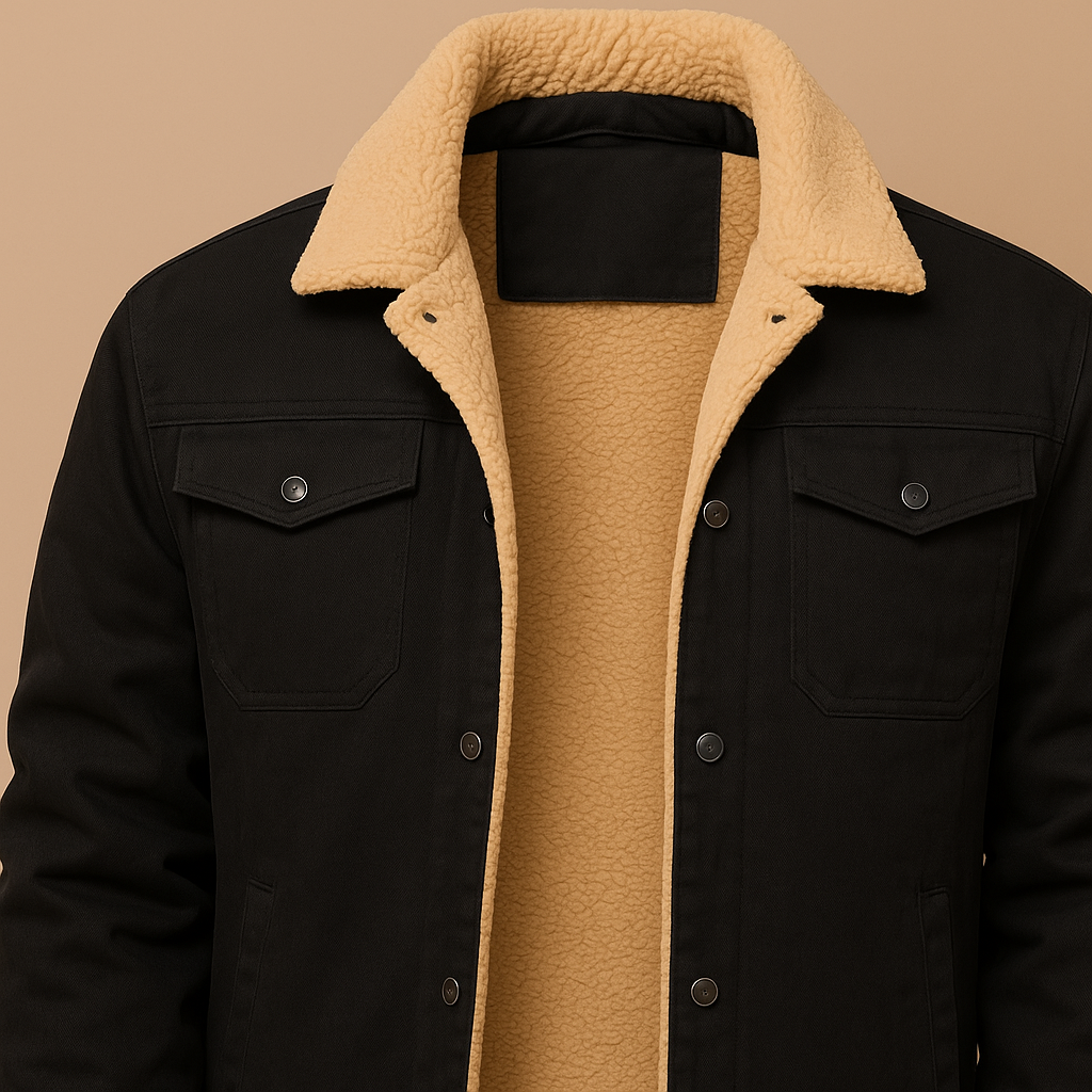 Borg-Collar Huntsman Jacket - Black, detail