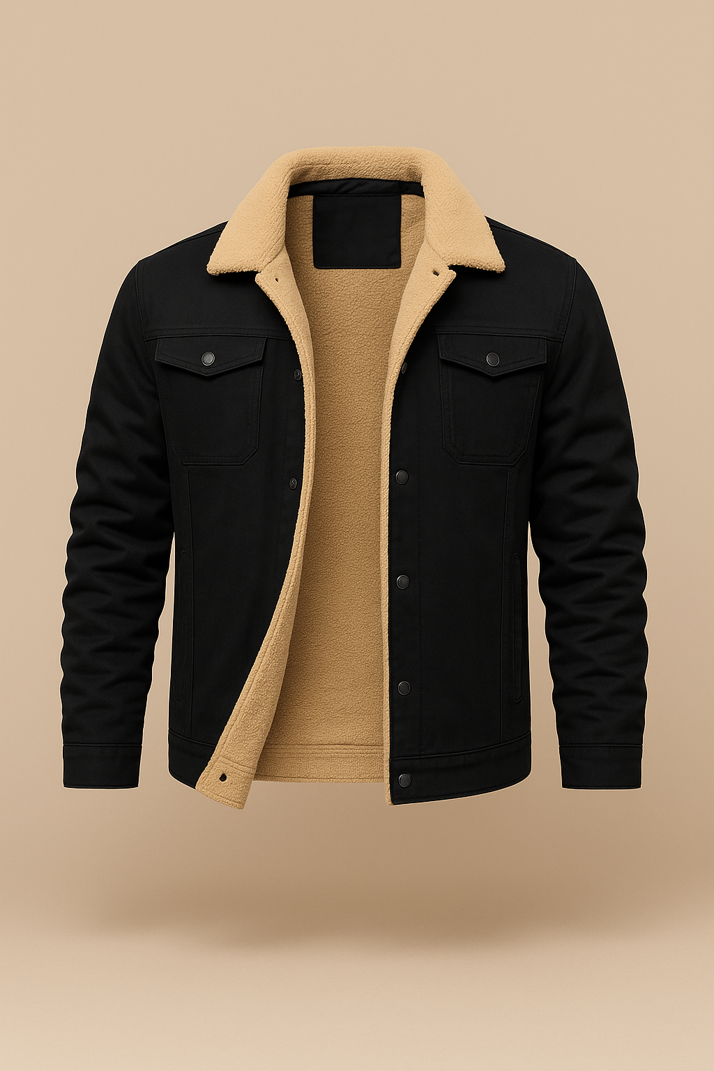 Borg-Collar Huntsman Jacket - Black