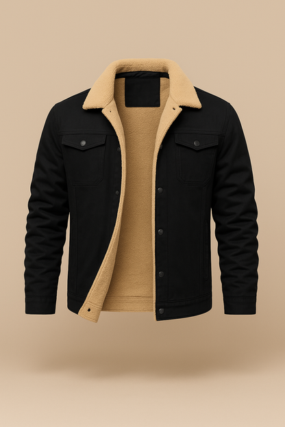 Borg-Collar Huntsman Jacket - Black