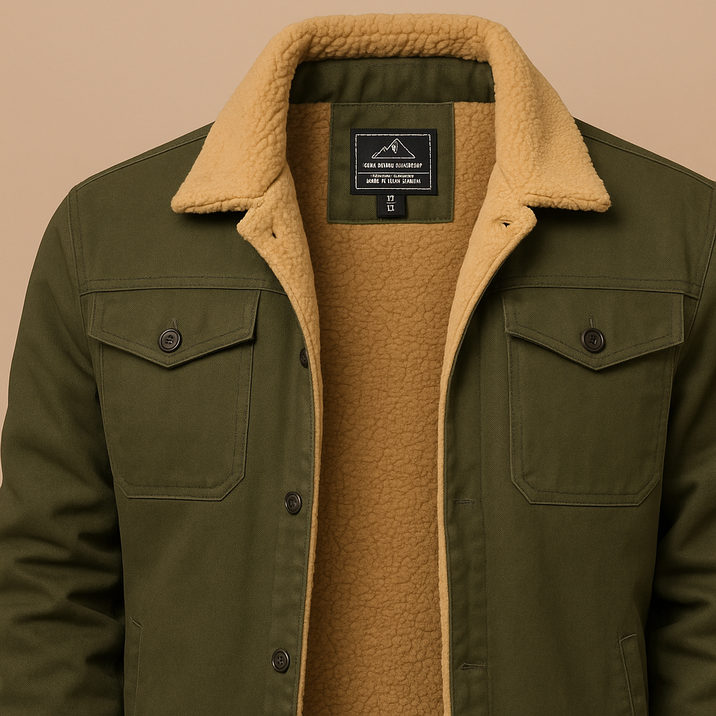 Borg-Collar Huntsman Jacket - Green, detail