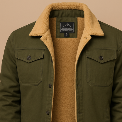 Borg-Collar Huntsman Jacket - Green, detail