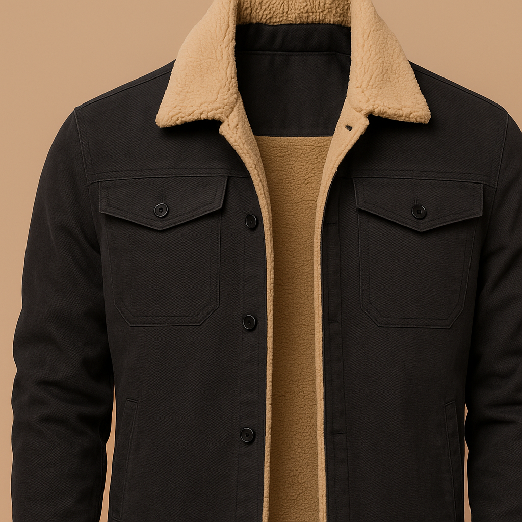 Borg-Collar Huntsman Jacket - Grey, detail