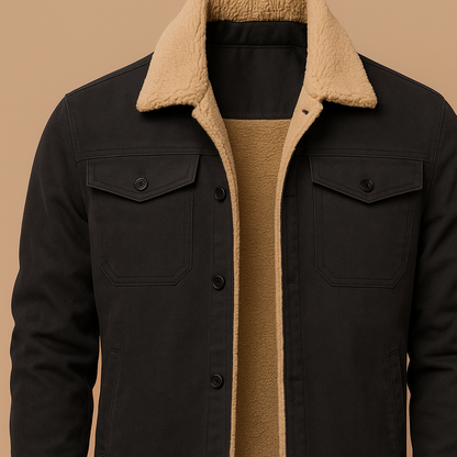 Borg-Collar Huntsman Jacket - Grey, detail