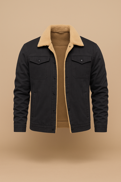 Borg-Collar Huntsman Jacket - Grey