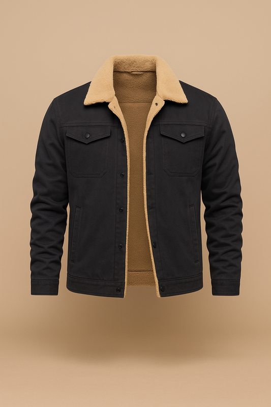 Borg-Collar Huntsman Jacket - Grey