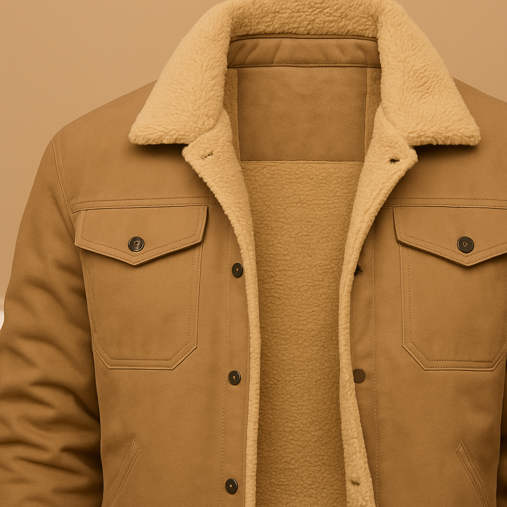 Borg-Collar Huntsman Jacket - Khaki, detail
