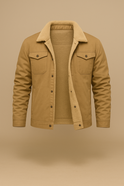 Borg-Collar Huntsman Jacket - Khaki