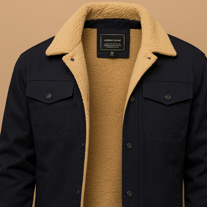 Borg-Collar Huntsman Jacket - Navy, detail