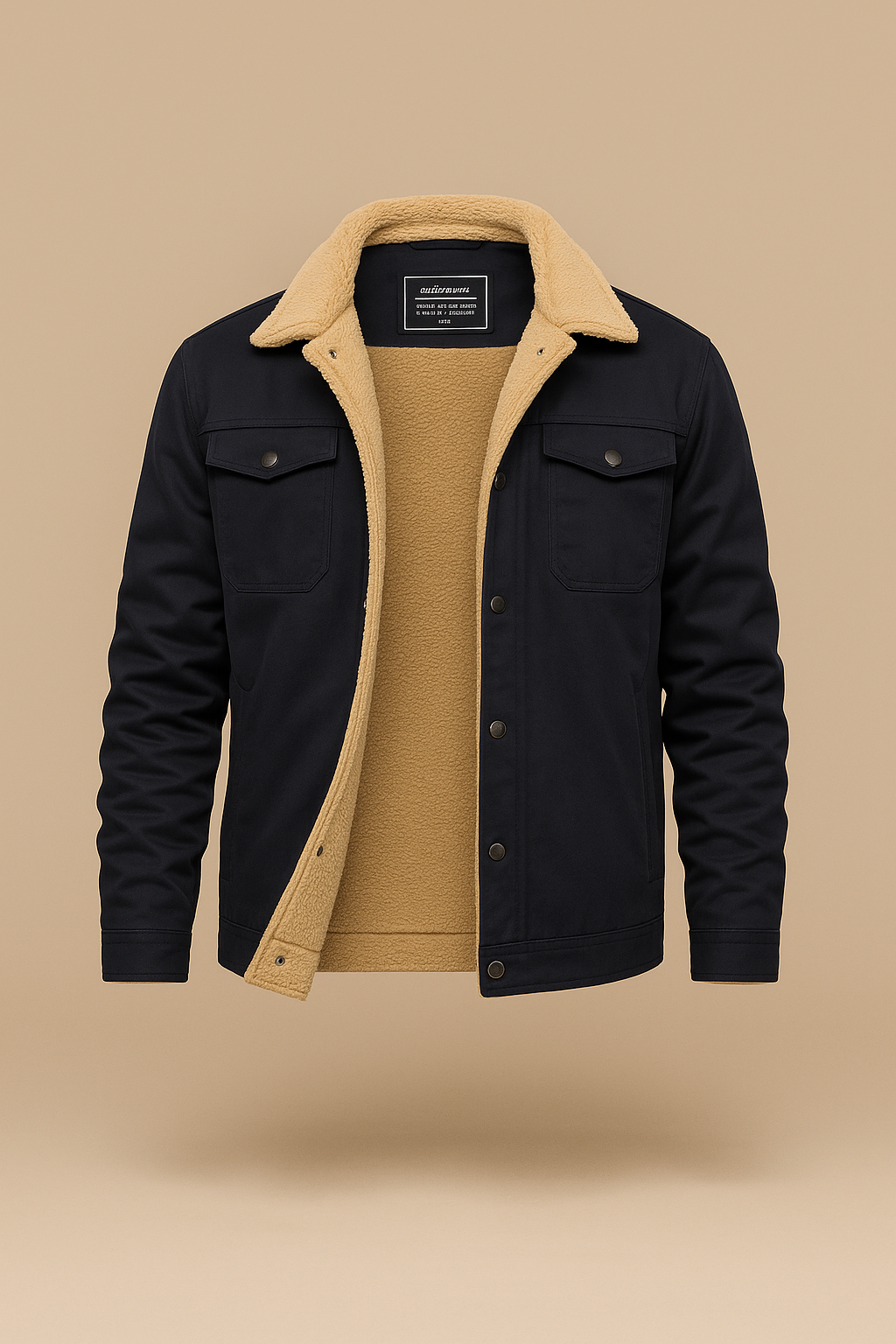 Borg-Collar Huntsman Jacket - Navy