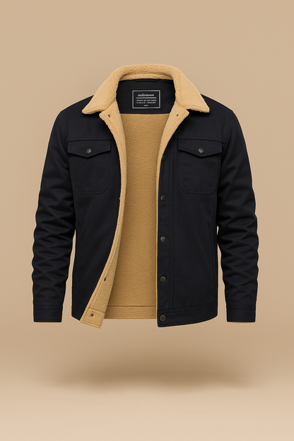 Borg-Collar Huntsman Jacket - Navy