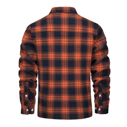 Sherpa-Lined Plaid Flannel Shirt Jacket - detail