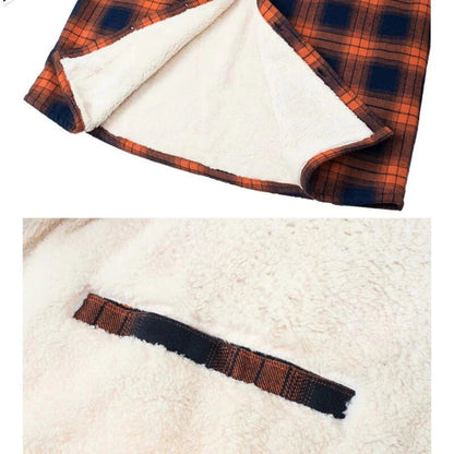 Sherpa-Lined Plaid Flannel Shirt Jacket - detail