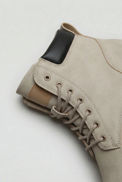 Men's Lace-Up Boots with Chunky Lug Sole - Light Grey, view 3