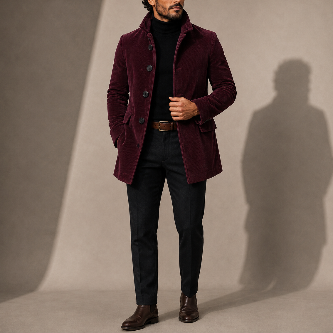 Stand Collar Winter Coat - Red