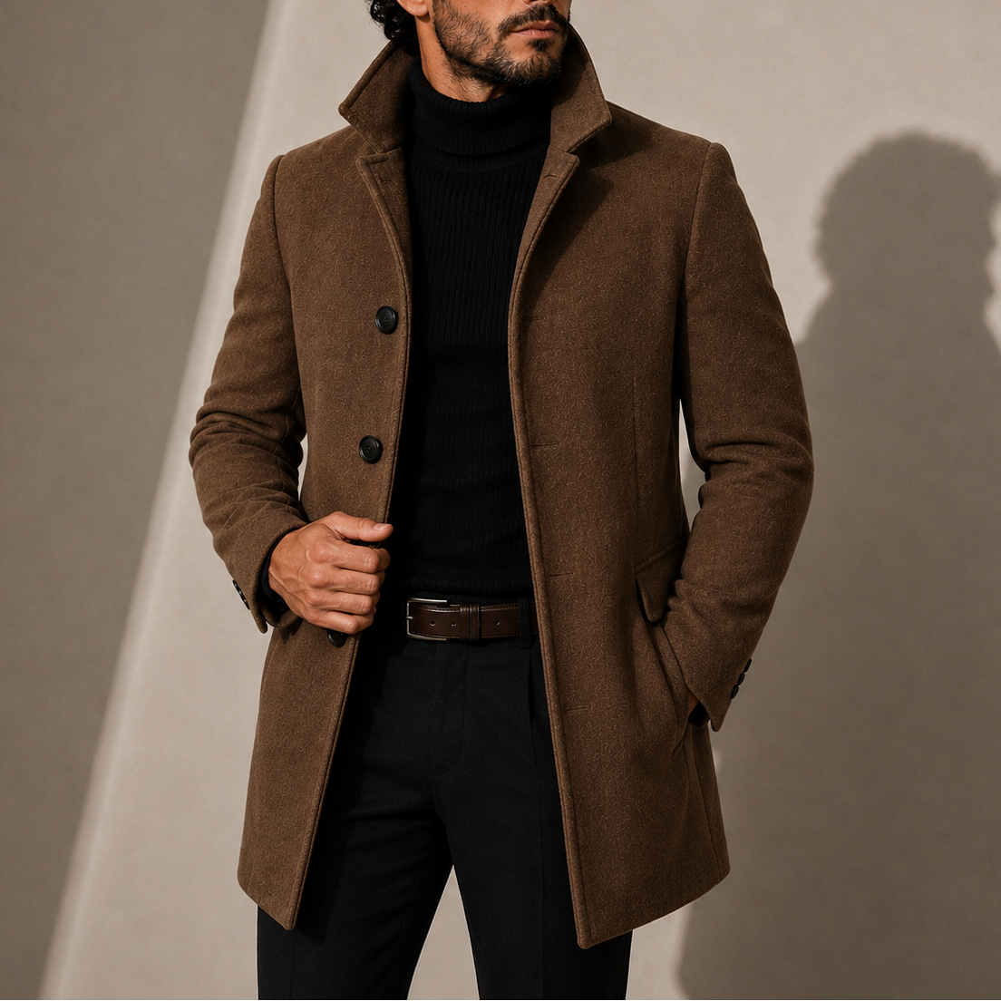 Stand Collar Winter Coat - Light Brown