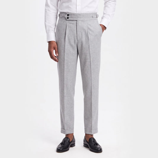 Adjuster Waistband Tapered Trousers - Grey