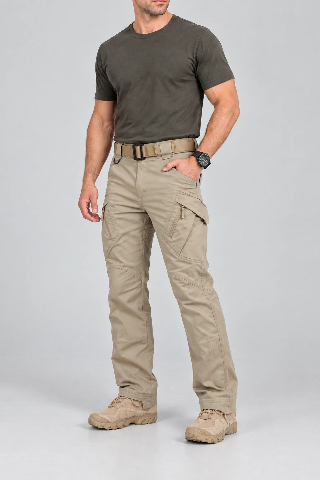 Tactical Outdoor Hiking Cargo Trousers - Khaki