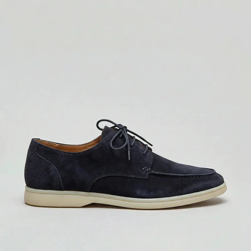 Suede Lace-Up Loafers - Navy, detail