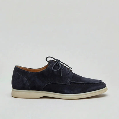 Suede Lace-Up Loafers - Navy, detail