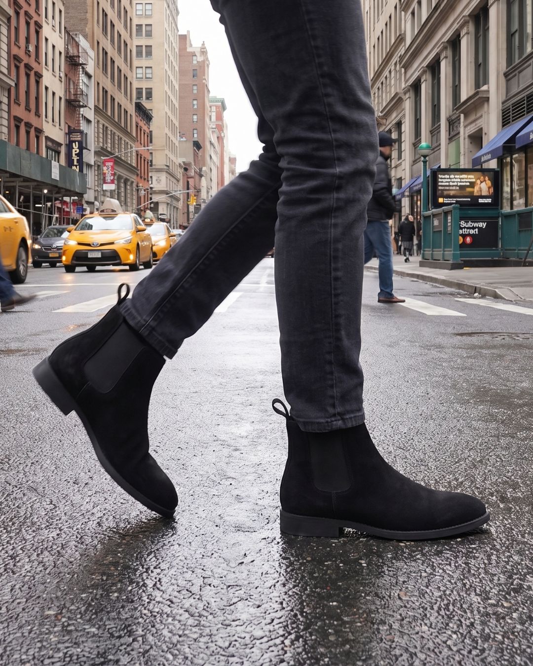 Suede Chelsea Boot - Black