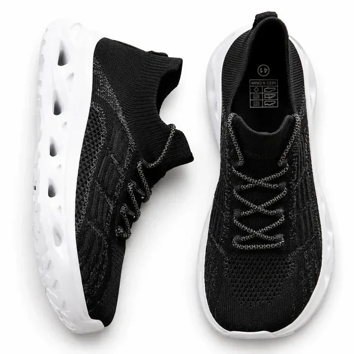 Women's Orthopedic Wide Toe Box Walking Sneakers - Black/White