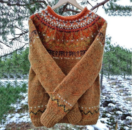 Vintage Icelandic Knit Sweater - Brown
