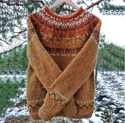 Vintage Icelandic Knit Sweater - Brown