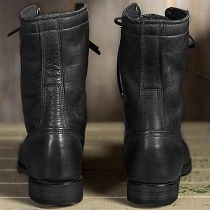 Lace-Up Mid-Calf Boots - Black, view 3
