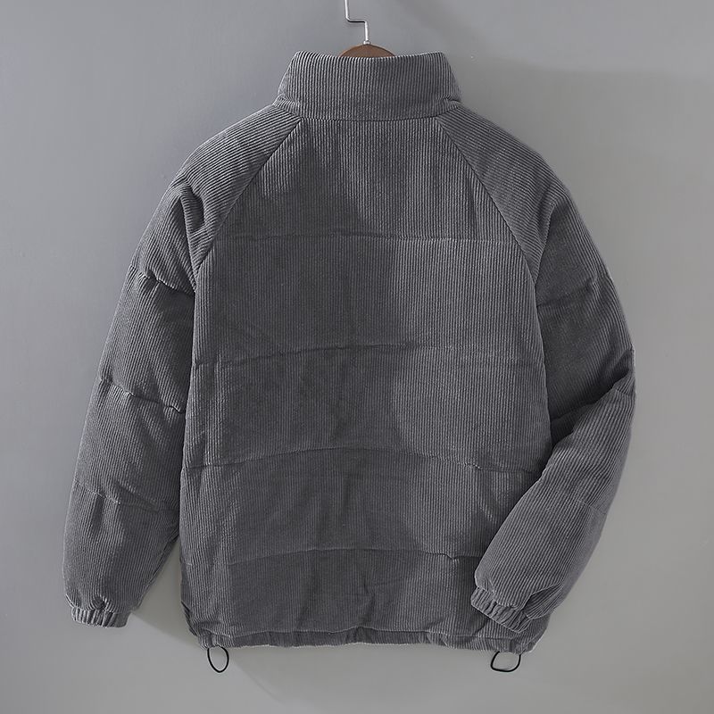 Padded Corduroy Jacket - Grey, back view