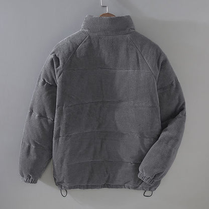 Padded Corduroy Jacket - Grey, back view