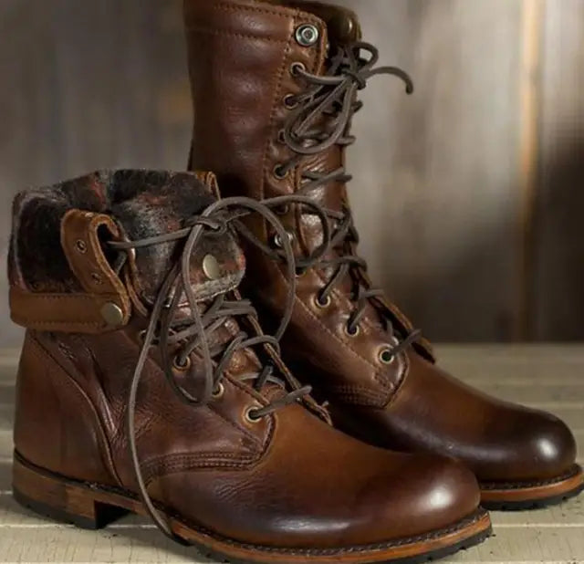 Lace-Up Mid-Calf Boots - Black, view 2