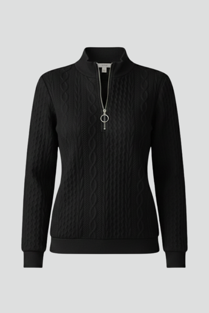 Zip Neck Cable Knit Jumper - detail