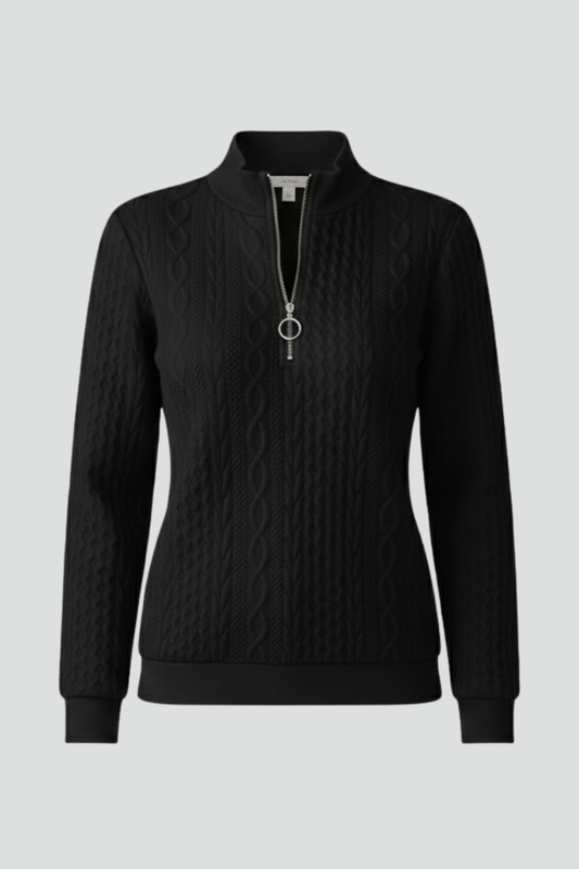 Zip Neck Cable Knit Jumper - detail