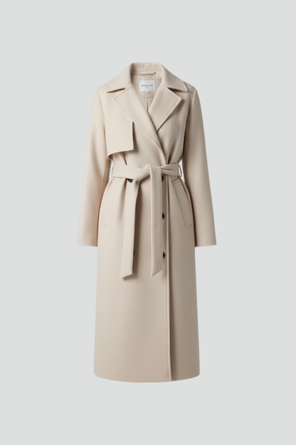 Belted Double-Breasted Long Coat - detail