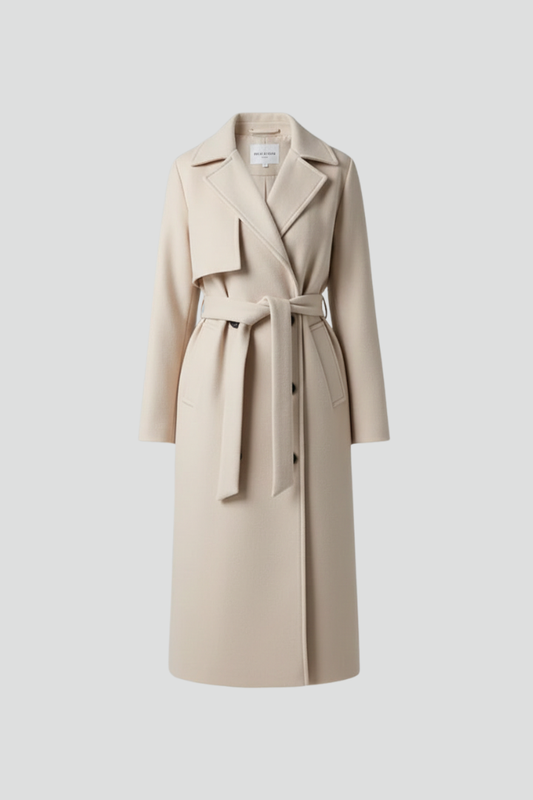 Belted Double-Breasted Long Coat - detail