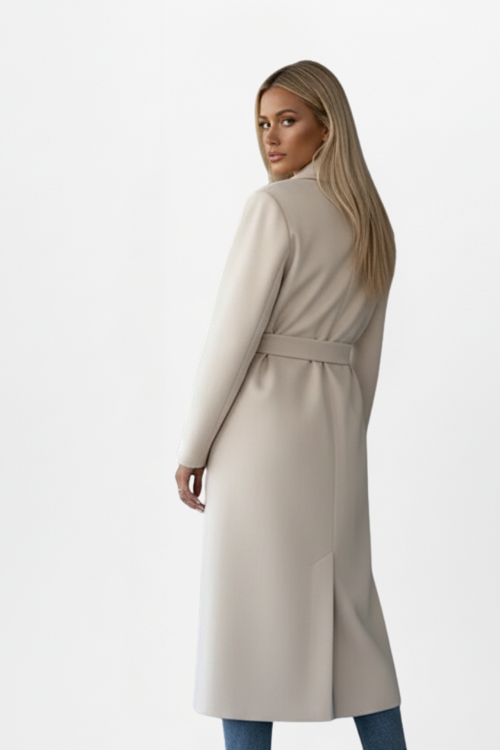 Belted Double-Breasted Long Coat - detail