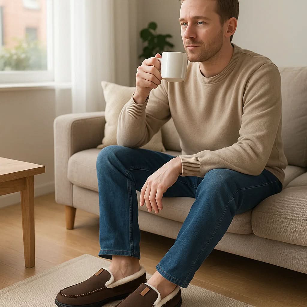 Wool-Feel Indoor Loafer Slippers