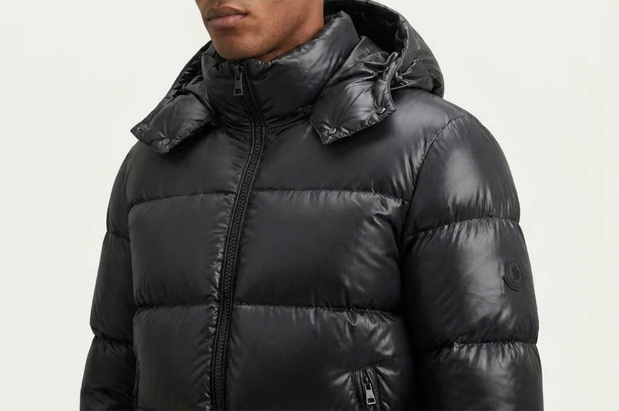 Hooded Quilted Puffer Jacket - Black
